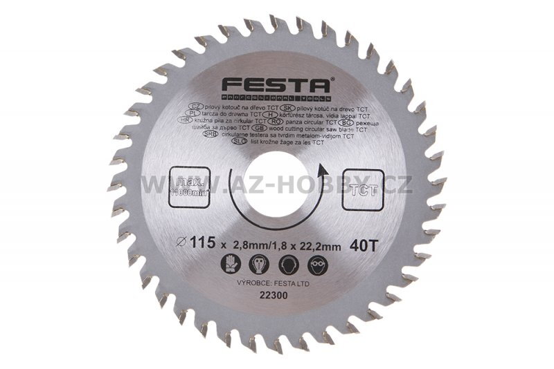 FESTA Pilový kotouč s SK plátky 115x22,2mm 40 zubů