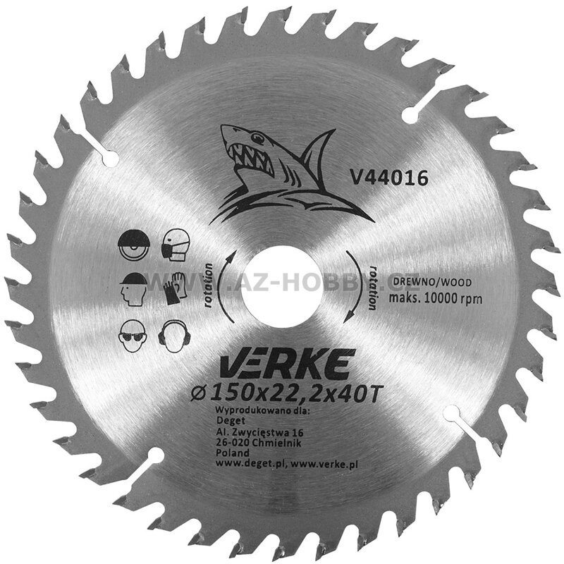 VERKE Pilový kotouč s SK plátky 150x22,2mm 40 zubů + redukce 12,7/16/20mm