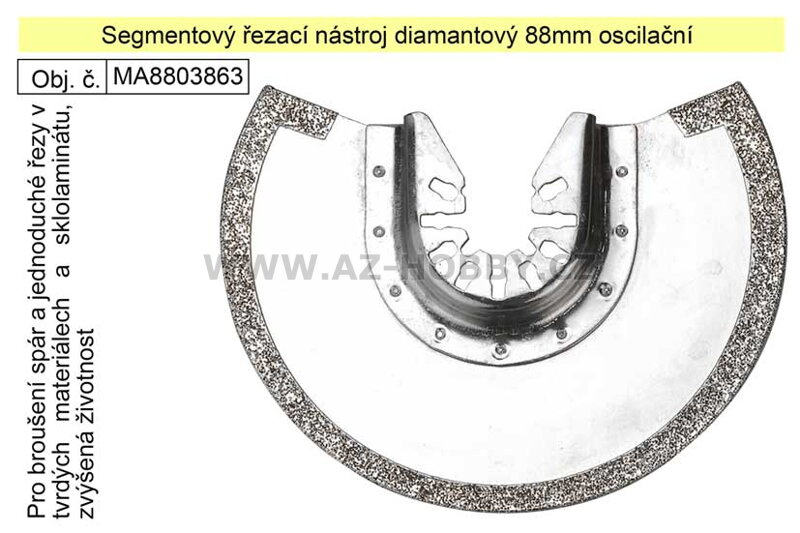 Segmentový řezací nástroj diamantový 88mm oscilační, pro tvrdé materiály a sklolaminát