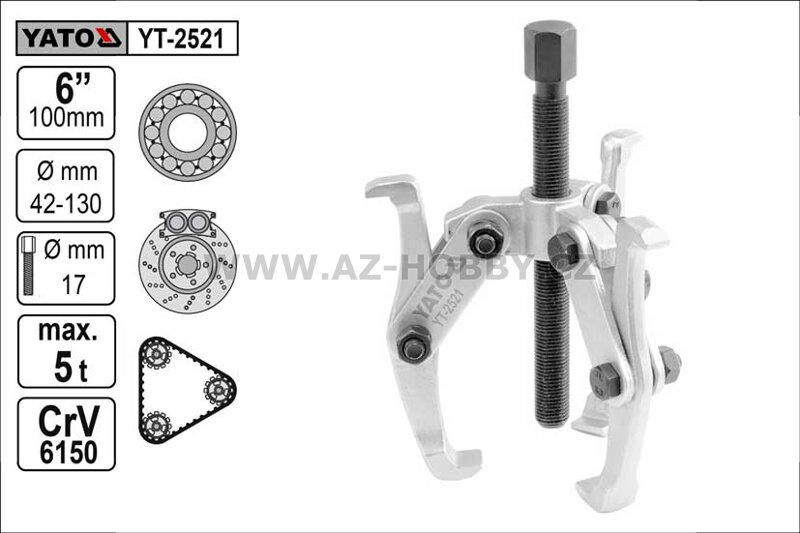 Stahovák  YATO 3-ramenný šíře ramen 150mm délka 150mm