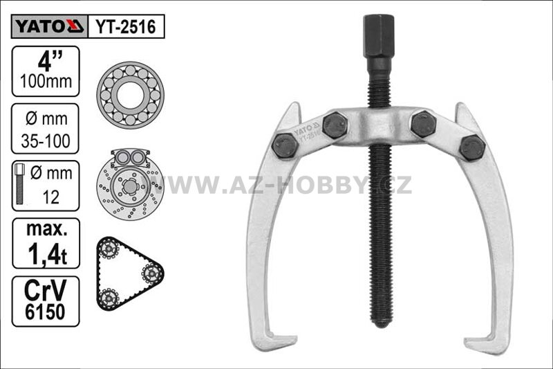 Stahovák  YATO 2-ramenný šíře ramen 100mm délka 100mm