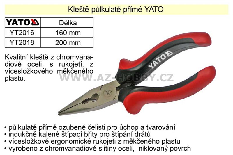 Kleště  YATO půlkulaté přímé 160mm