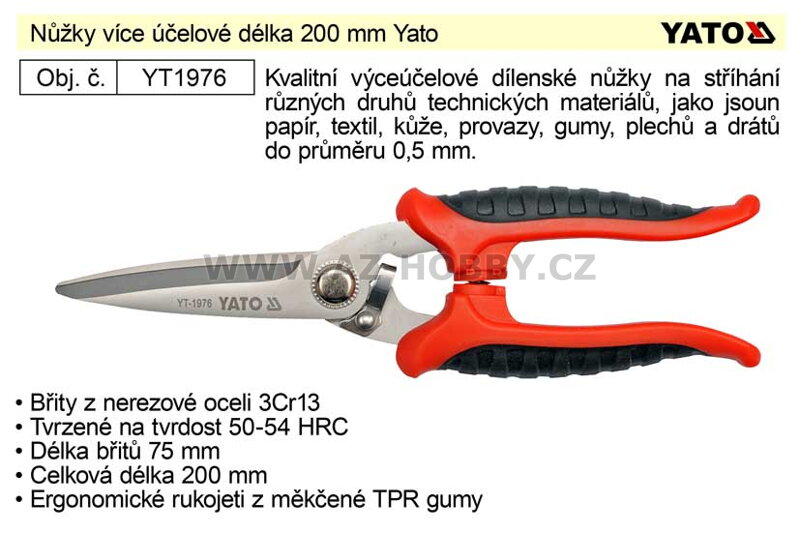 Nůžky více účelové délka 200 mm Yato