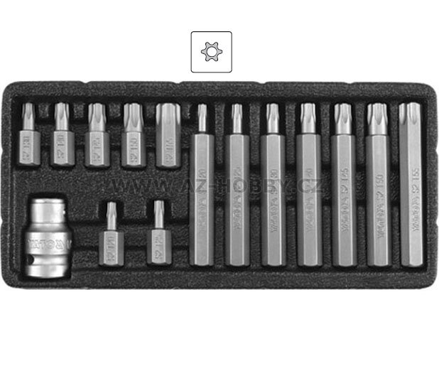 Bity torx sada 15 dílů YATO (T20-T55)