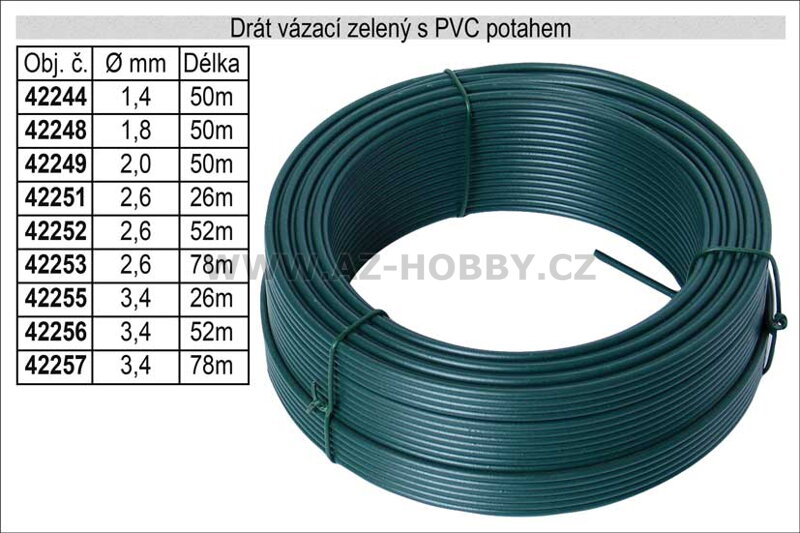 Drát napínací s PVC potahem 2,0mm délka 50m