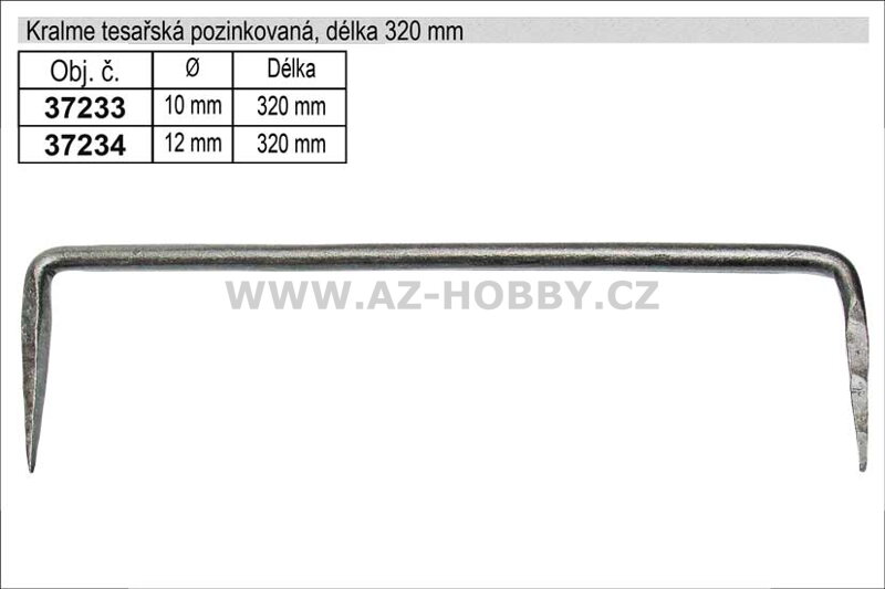 Kramle tesařská pozinkovaná průměr 12mm, délka 320mm