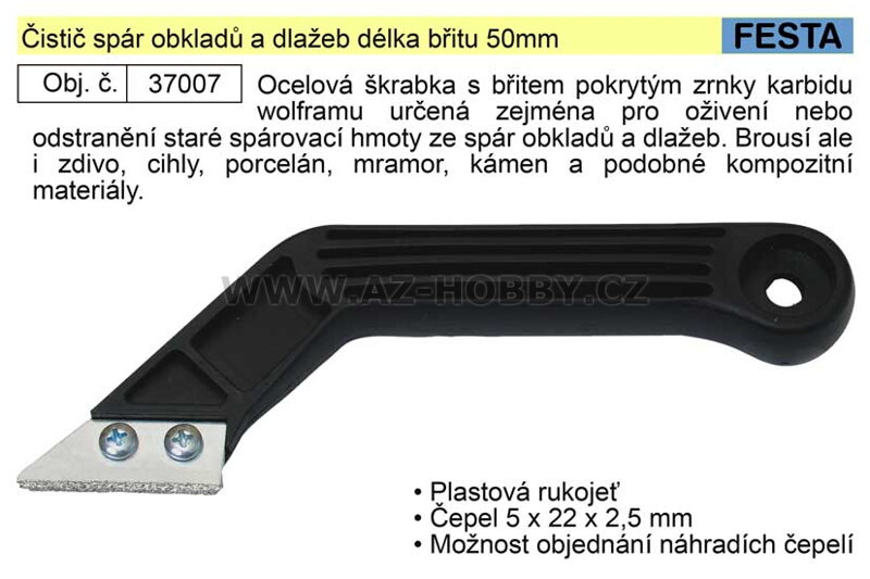 Čistič spár obkladů a dlažeb délka břitu 50mm