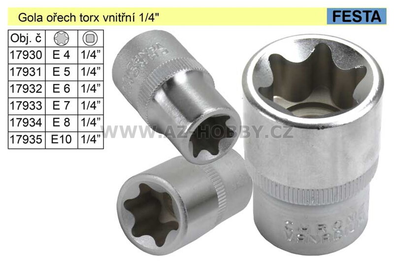 Gola ořech torx _ vnitřní E5 / 1/4"