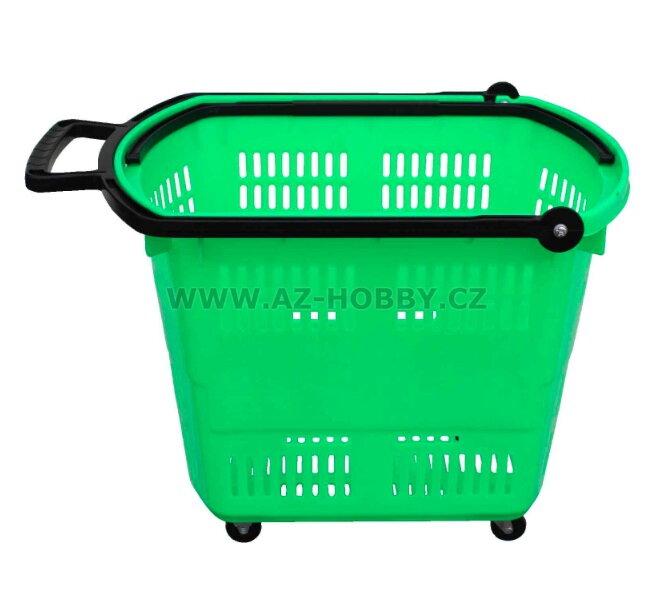 Košík nákupní do samoobsluhy na kolečkách zelený