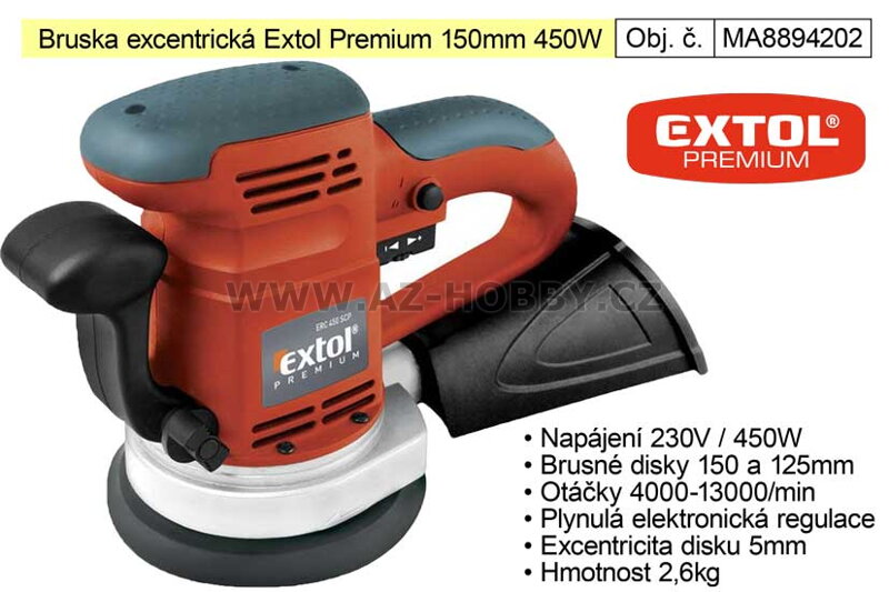 Bruska excentrická Extol Premium 150mm 450W